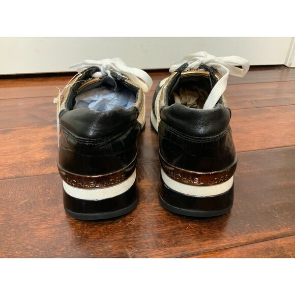 Michael Kors Black & White Reptile Alligator Textured Lace-Up Sneakers Size 9.5 - Picture 5 of 7